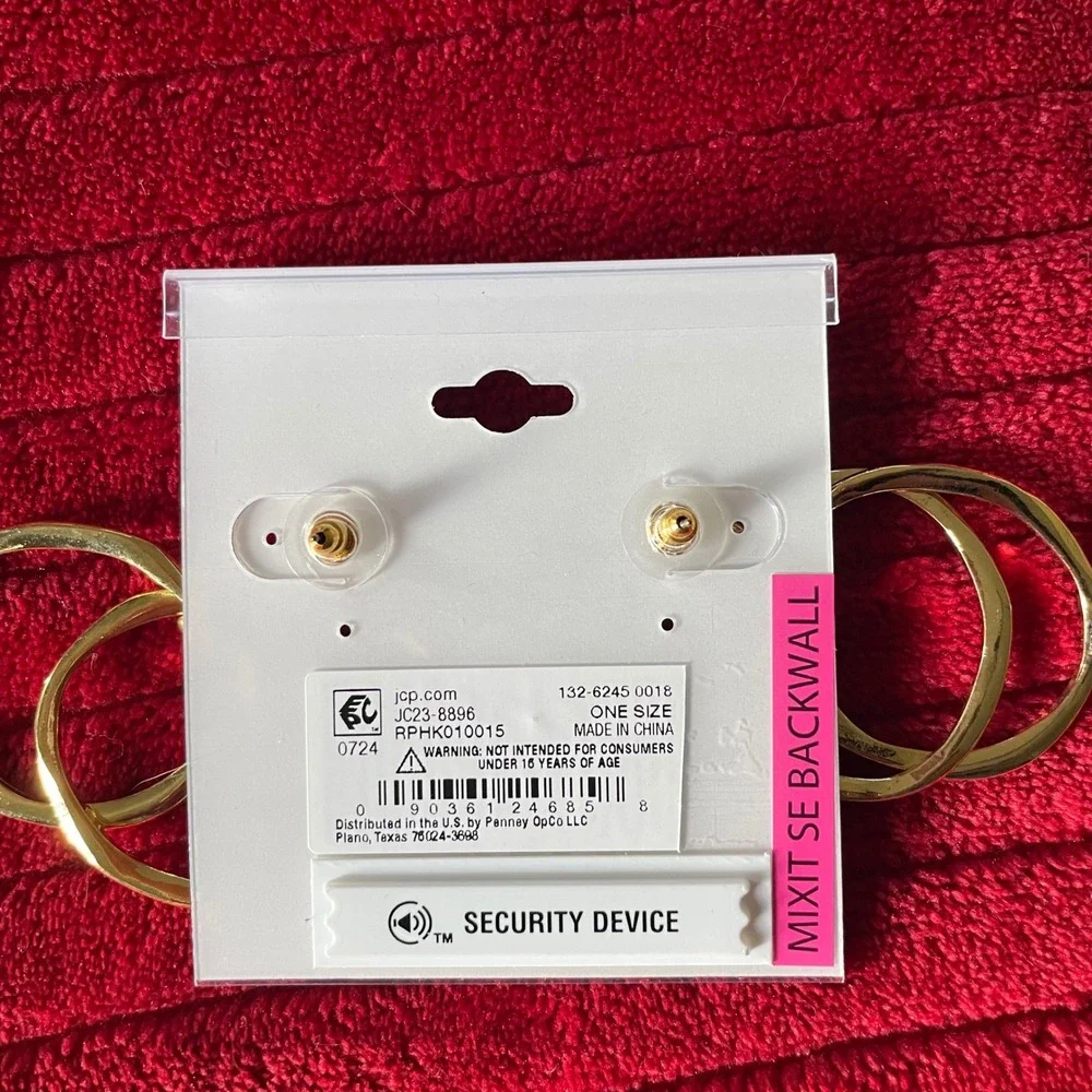 Mixit Gold Tone Double Hoop Drop Earrings Hypoallergenic‎ Sensitive Ears NEW